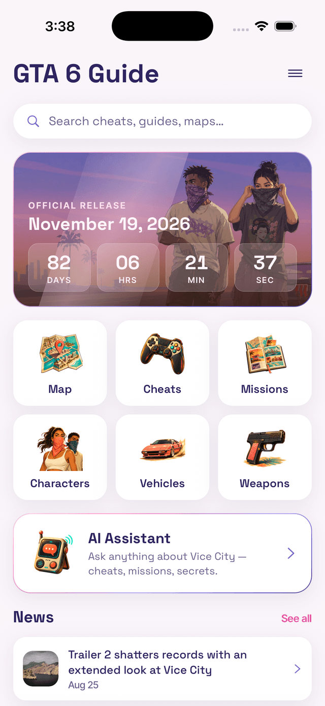 Vice City map with points of interest